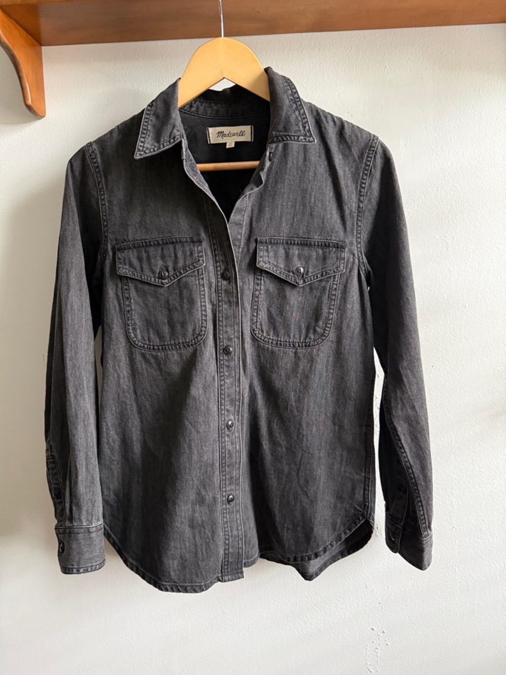 Madewell Black Washed Denim Button-Down Shirt